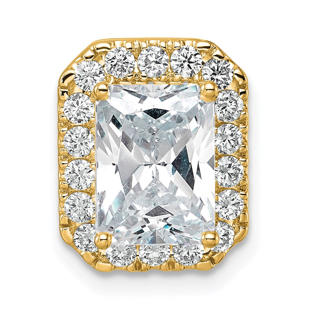 14k 1/2 carat Lab Grown Diamond VS/SI+ G+ Holds 2 carat Radiant Center Semi Mount Halo Chain Slide Pendant