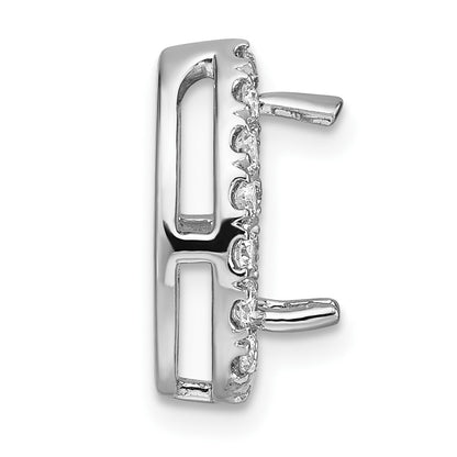 14k White Gold 3/8 carat Lab Grown Diamond VS/SI+ G+ Semi Mount Holds 10.7x7mm Pear Center Halo Chain Slide Pendant