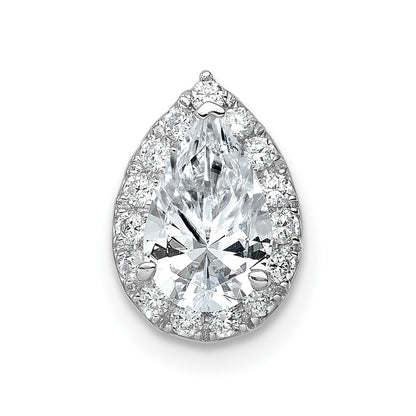 14k 3/8 carat Lab Grown Diamond VS/SI+ G+ Semi Mount Holds 10.7x7mm Pear Center Halo Chain Slide Pendant