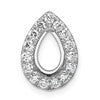 14k 3/8 carat Lab Grown Diamond VS/SI+ G+ Semi Mount Holds 10.7x7mm Pear Center Halo Chain Slide Pendant