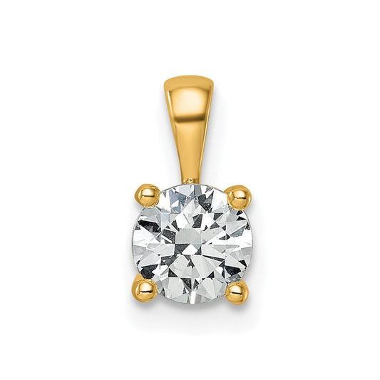 14k 3/4 carat Certified Lab Grown Diamond VS/SI+ G+ Round Complete Four Prong Pendant
