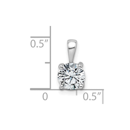 14k White Gold 1 carat Lab Grown Diamond VS/SI+ G+ Round Complete Four Prong Pendant