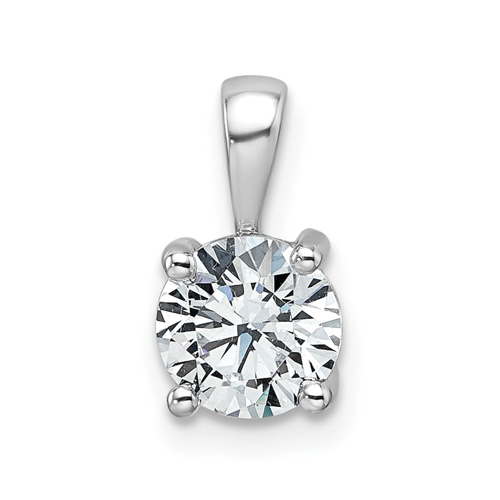14k White Gold 1 carat Certified Lab Grown Diamond VS/SI+ G+ Round Complete Four Prong Pendant
