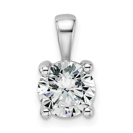 14k White Gold 1 1/2 carat Certified Lab Grown Diamond VS+ F+ Round Complete Four Prong Pendant