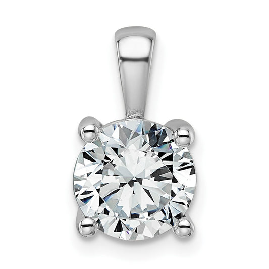 14k White Gold 2 carat Lab Grown Diamond VS/SI+ G+ Round Complete Four Prong Pendant