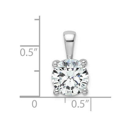 14k White Gold 2 1/2 carat Lab Grown Diamond VS+ F+ Round Complete Four Prong Pendant