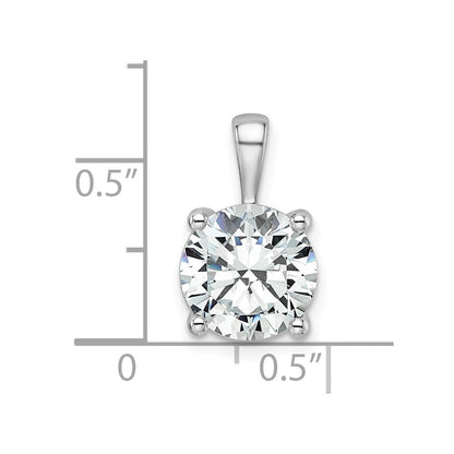 14k White Gold 3 carat Lab Grown Diamond VS+ F+ Round Complete Four Prong Pendant