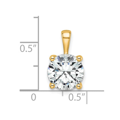 14k 3 carat Lab Grown Diamond VS+ F+ Round Complete Four Prong Pendant
