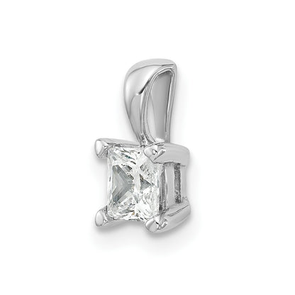 14k White Gold 1/2 carat Lab Grown Diamond VS+ F+ Princess Complete Four Prong Pendant