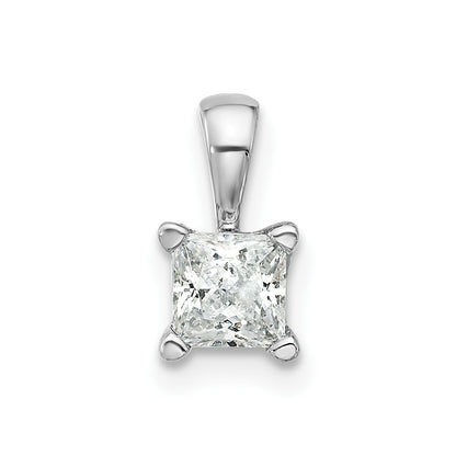 14k White Gold 1/2 carat Lab Grown Diamond VS+ F+ Princess Complete Four Prong Pendant
