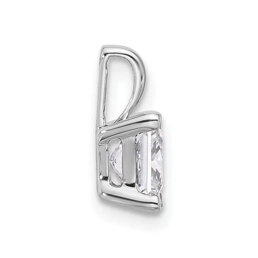 14k White Gold 1 carat Lab Grown Diamond VS+ F+ Princess Complete Four Prong Pendant