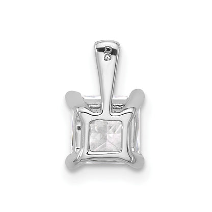 14k White Gold 1 carat Lab Grown Diamond VS/SI+ G+ Princess Complete Four Prong Pendant