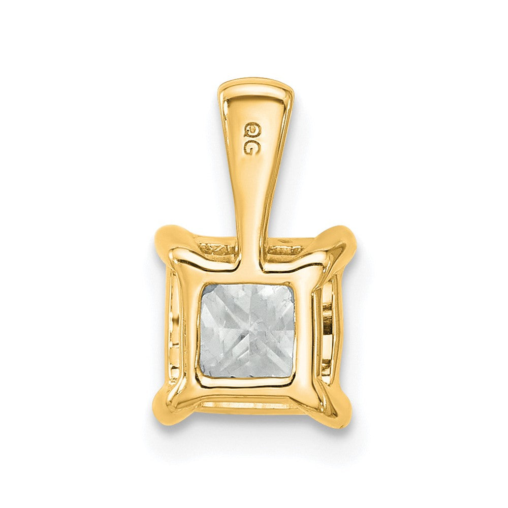 14k 1 1/2 carat Lab Grown Diamond VS+ F+ Princess Complete Four Prong Pendant