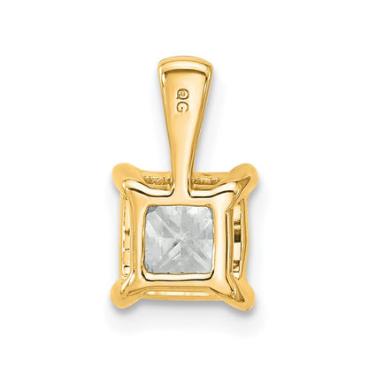 14k 1 1/2 carat Lab Grown Diamond VS+ F+ Princess Complete Four Prong Pendant