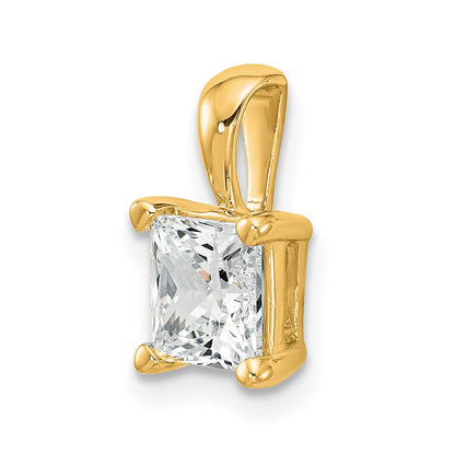14k 1 1/2 carat Lab Grown Diamond VS+ F+ Princess Complete Four Prong Pendant