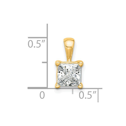 14k 1 1/2 carat Lab Grown Diamond VS+ F+ Princess Complete Four Prong Pendant