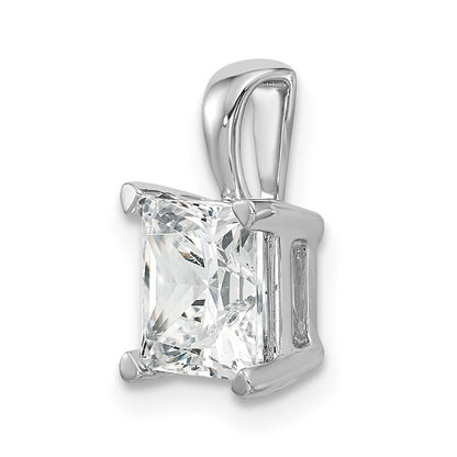 14k White Gold 2 carat Lab Grown Diamond VS/SI+ G+ Princess Complete Four Prong Pendant