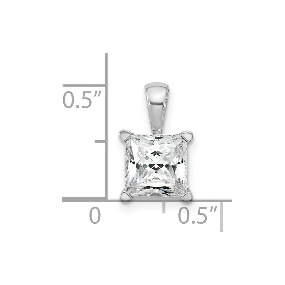 14k White Gold 2 carat Lab Grown Diamond VS/SI+ G+ Princess Complete Four Prong Pendant