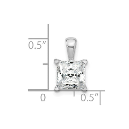 14k White Gold 2 carat Lab Grown Diamond VS/SI+ G+ Princess Complete Four Prong Pendant