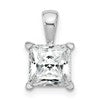 14k White Gold 2 carat Lab Grown Diamond VS/SI+ G+ Princess Complete Four Prong Pendant