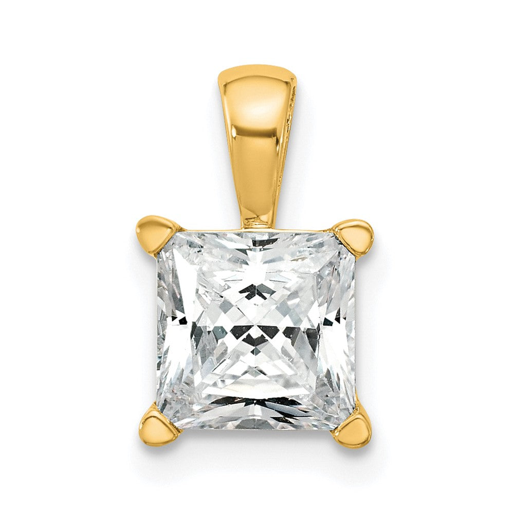 14k 2 carat Lab Grown Diamond VS/SI+ G+ Princess Complete Four Prong Pendant