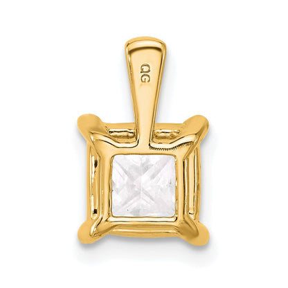 14k 2 1/2 carat Lab Grown Diamond VS+ F+ Princess Complete Four Prong Pendant