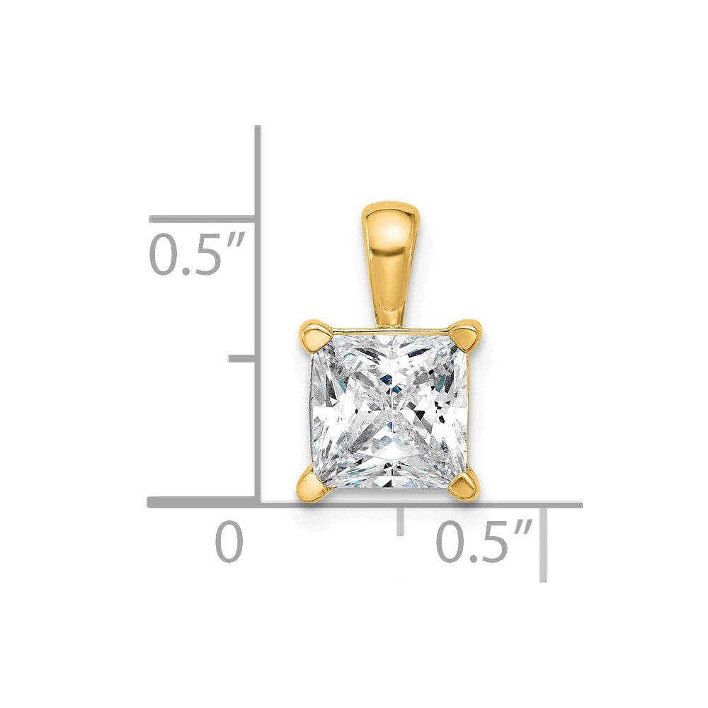 14k 2 1/2 carat Lab Grown Diamond VS+ F+ Princess Complete Four Prong Pendant