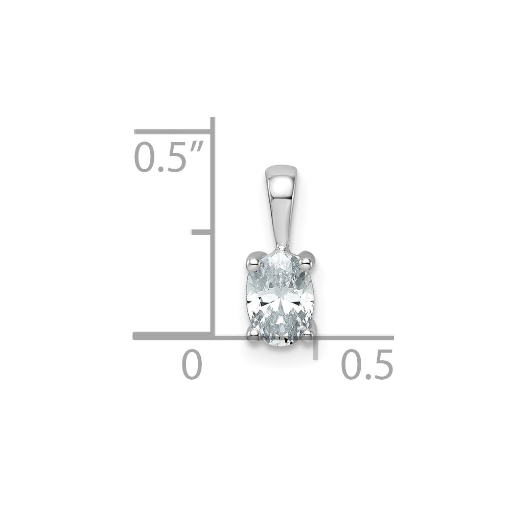 14k White Gold 1/2 carat Lab Grown Diamond VS+ F+ Oval Complete Four Prong Pendant