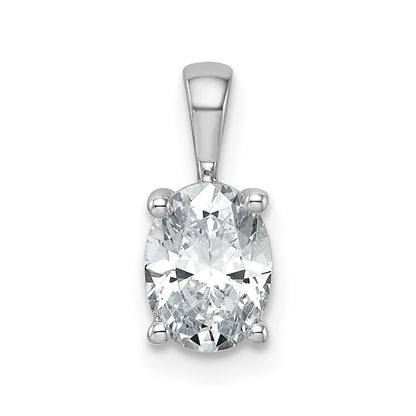 14k White Gold 1 carat Lab Grown Diamond VS/SI+ G+ Oval Complete Four Prong Pendant