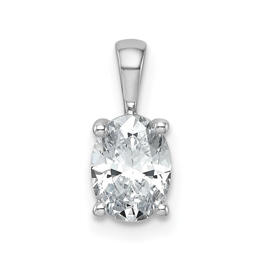 14k White Gold 1 carat Lab Grown Diamond VS/SI+ G+ Oval Complete Four Prong Pendant