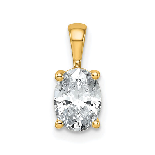 14k 1 carat Lab Grown Diamond VS/SI+ G+ Oval Complete Four Prong Pendant