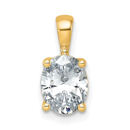 14k 1 1/2 carat Lab Grown Diamond VS/SI+ G+ Oval Complete Four Prong Pendant