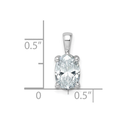 14k White Gold 2 carat Lab Grown Diamond VS+ F+ Oval Complete Four Prong Pendant