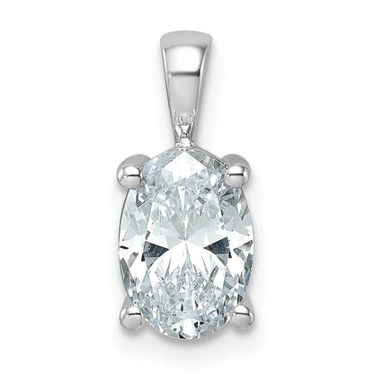 14k White Gold 2 carat Lab Grown Diamond VS/SI+ G+ Oval Complete Four Prong Pendant