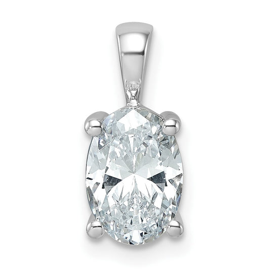 14k White Gold 2 carat Lab Grown Diamond VS/SI+ G+ Oval Complete Four Prong Pendant