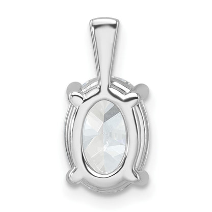 14k White Gold 2 1/2 carat Lab Grown Diamond VS+ F+ Oval Complete Four Prong Pendant
