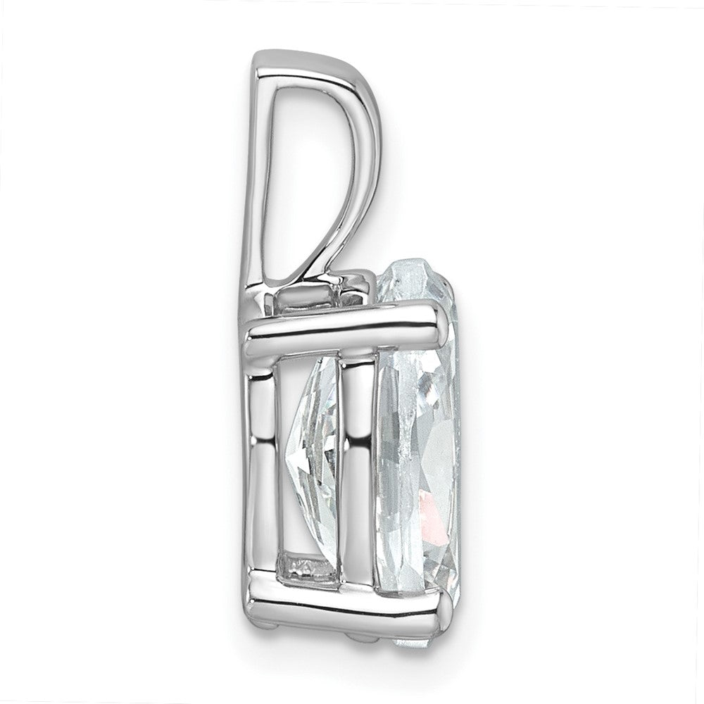 14k White Gold 3 carat Lab Grown Diamond VS+ F+ Oval Complete Four Prong Pendant