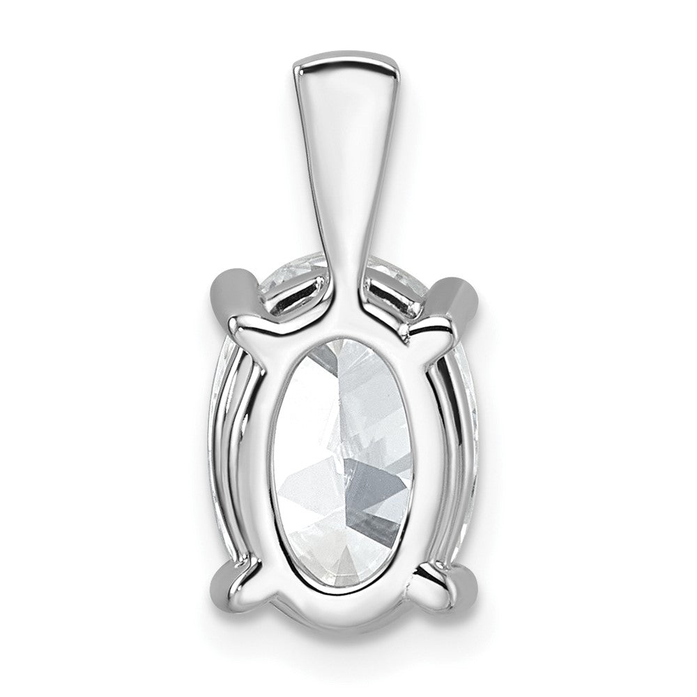 14k White Gold 3 carat Lab Grown Diamond VS+ F+ Oval Complete Four Prong Pendant