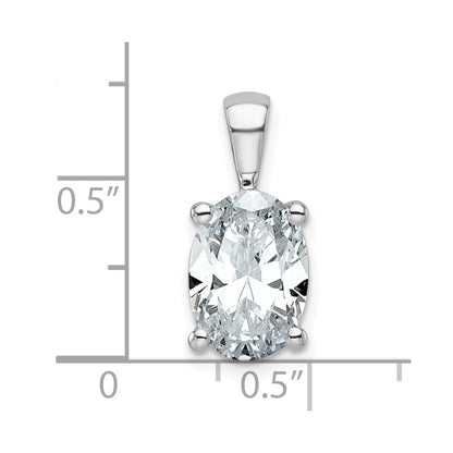 14k White Gold 3 carat Lab Grown Diamond VS+ F+ Oval Complete Four Prong Pendant
