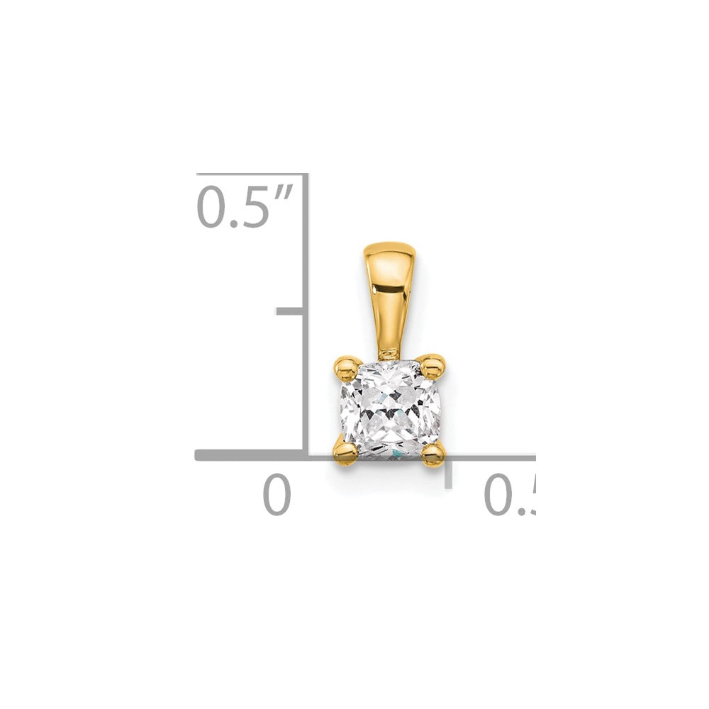 14k 1/2 carat Lab Grown Diamond VS+ F+ Cushion Complete Four Prong Pendant