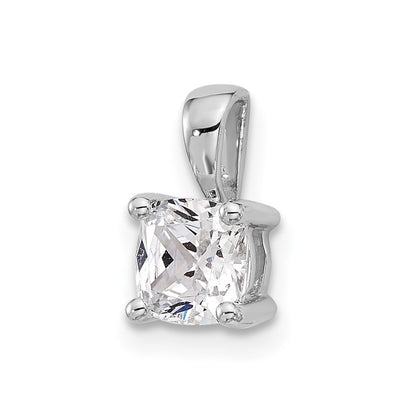 14k White Gold 3/4 carat Lab Grown Diamond VS/SI+ G+ Cushion Complete Four Prong Pendant