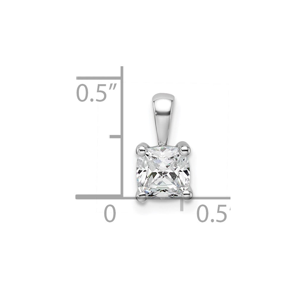 14k White Gold 3/4 carat Lab Grown Diamond VS/SI+ G+ Cushion Complete Four Prong Pendant