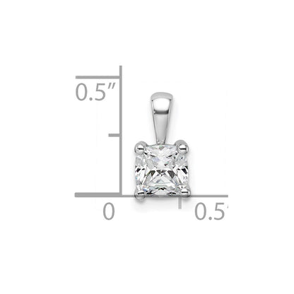 14k White Gold 3/4 carat Lab Grown Diamond VS/SI+ G+ Cushion Complete Four Prong Pendant
