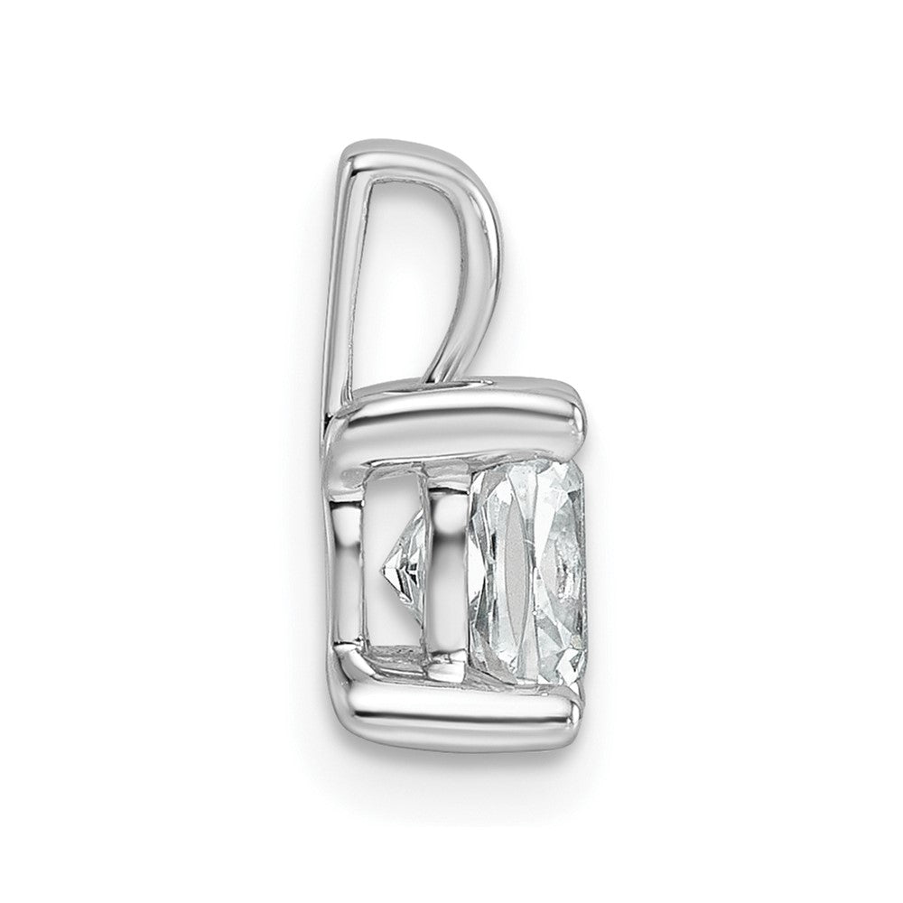 14k White Gold 1 carat Lab Grown Diamond VS/SI+ G+ Cushion Complete Four Prong Pendant