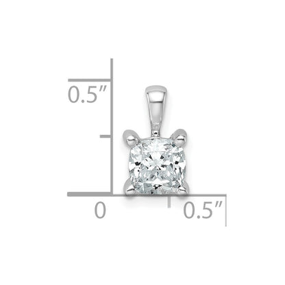 14k White Gold 1 carat Lab Grown Diamond VS+ F+ Cushion Complete Four Prong Pendant