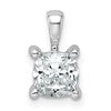 14k White Gold 1 carat Lab Grown Diamond VS/SI+ G+ Cushion Complete Four Prong Pendant