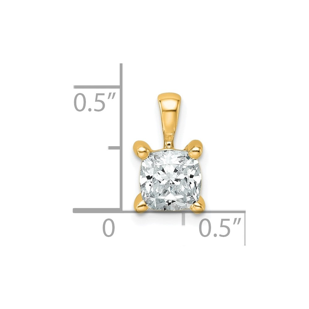 14k 1 carat Lab Grown Diamond VS/SI+ G+ Cushion Complete Four Prong Pendant