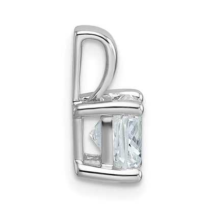 14k White Gold 1 1/2 carat Lab Grown Diamond VS+ F+ Cushion Complete Four Prong Pendant