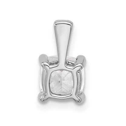 14k White Gold 1 1/2 carat Lab Grown Diamond VS+ F+ Cushion Complete Four Prong Pendant