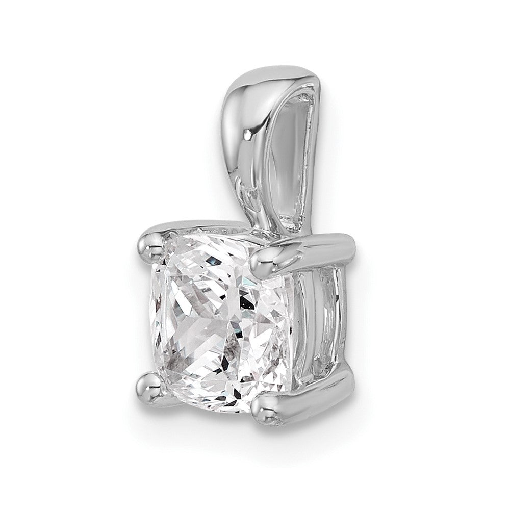 14k White Gold 1 1/2 carat Lab Grown Diamond VS+ F+ Cushion Complete Four Prong Pendant